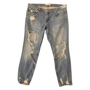 Zara Distressed Blue Denim Jeans